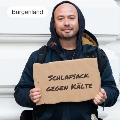 Bring einen Schlafsack f&uuml;r obdachlose Menschen