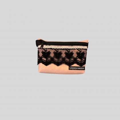 Große limitierte pink-schwarz-weiße Bauchtasche im Gothik Stil aus Kunstleder