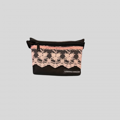 Große limitierte Bauchtasche im Gothik Stil aus Kunstleder - Schwarz-pink