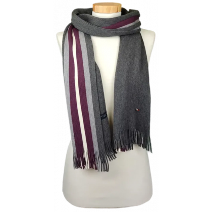 Tommy Hilfinger Unisex Schal aus Schurwolle mehrfarbig gestreift 