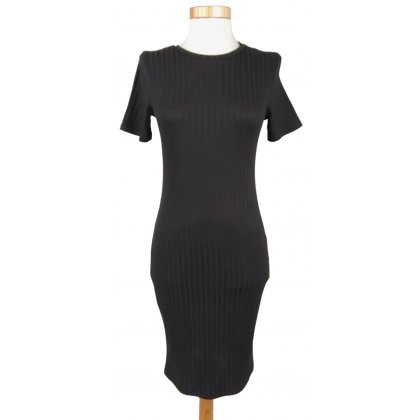 Primark Damen Kleid gerippt, schwarz - Gr. XS