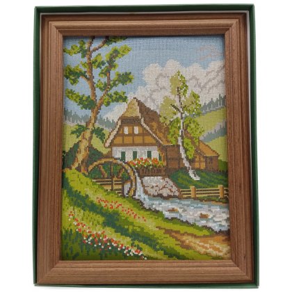 Gobelin Stickbild "M&uuml;hle" 30 x 40 cm