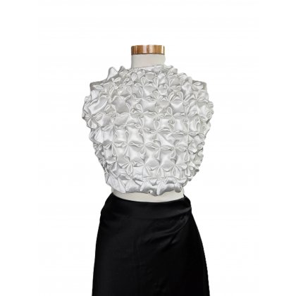 ZARA Damen Bustier Satin, cremewei&szlig; - Gr. L / 40