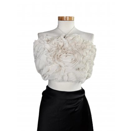 ZARA Damen Blumen-Bustier, cremewei&szlig; - Gr. M / 38 