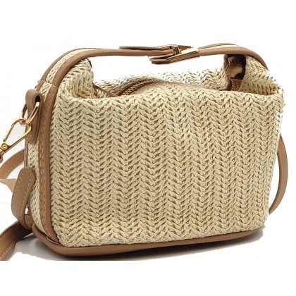 Strohumh&auml;ngetasche Damen beige 