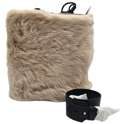 Max V. Koenig Damen pl&uuml;sch Handtasche, gr&uuml;n/beige - H&ouml;he ca. 29 cm 