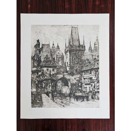Karlsbrücke Prag - Luigi Kasimir - Radierung