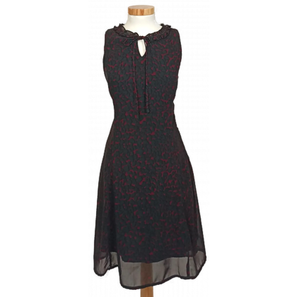Street One Midi-Abendkleid weinrot/schwarz gemustert Gr. 34