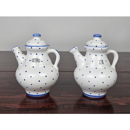 Gmundner Keramik Essig/&Ouml;l-Set - blau getupft
