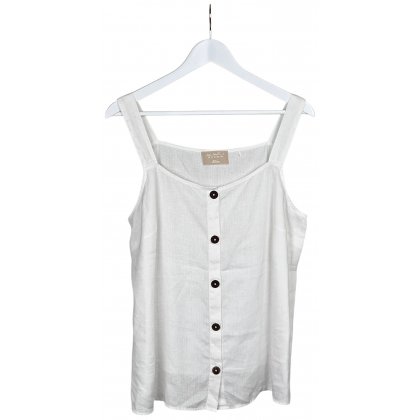 S. Oliver Damen Leinentop, wei&szlig; - Gr. XL