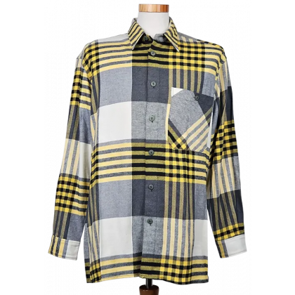 LUIGI Vintage Herren Hemd, gelb/grau - Gr. L 