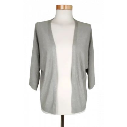 Hearts & More Damen Cardigan mit Lurex, schilf silber - Gr. 34