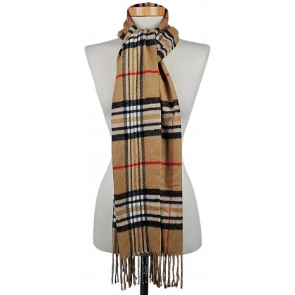 Damen Schal - beige /karierter