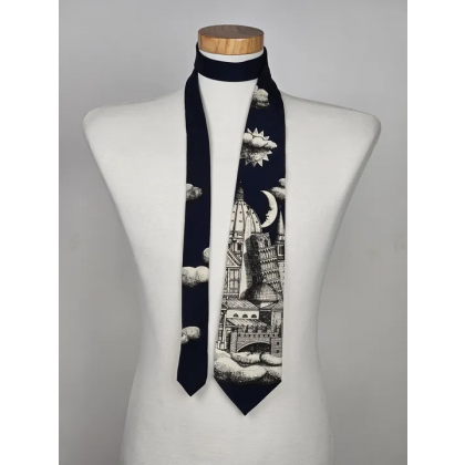 Luxus Vintage Fornasetti Milano Seidenkrawatte "Architettura", Made in Italy