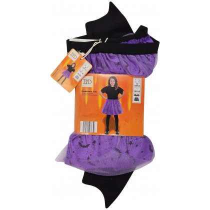 L&D Kinder-Halloween-Tutu mit Fledermausflügeln, lila - Gr. M/128-140