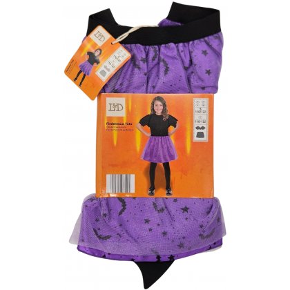 L&D Kinder-Halloween-Tutu mit Fledermausflügeln, lila - Gr. S/110-122