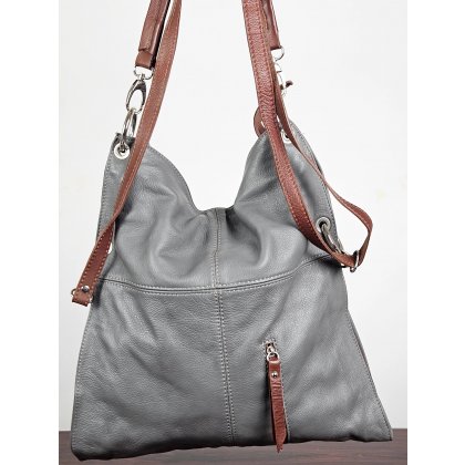 Damen Ledertasche - grau 
