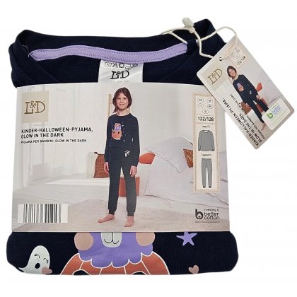 L&D Kinder-Halloween-Pyjama Glow in the Dark #2, blau - Gr- 122/128