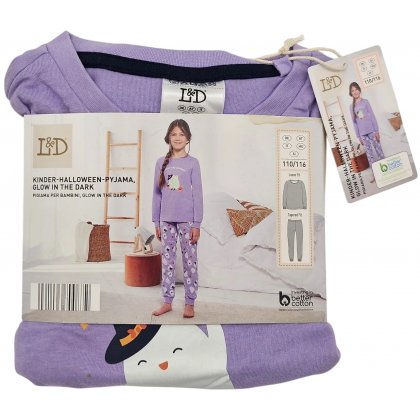 L&D Kinder-Halloween-Pyjama Glow in the Dark #3, lila - Gr- 110/116