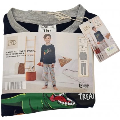 L&D Kinder-Halloween-Pyjama Glow in the Dark #5, blau - Gr- 110/116