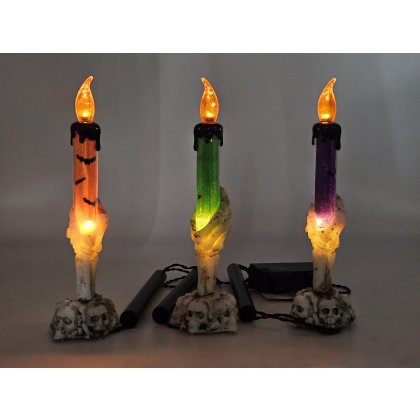 LED-Kerzen für Halloween mit Totenköpfen