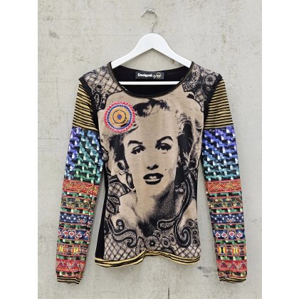 DESIGUAL Damen 90&acute;s Langarmshirt, gemustert  Gr. S