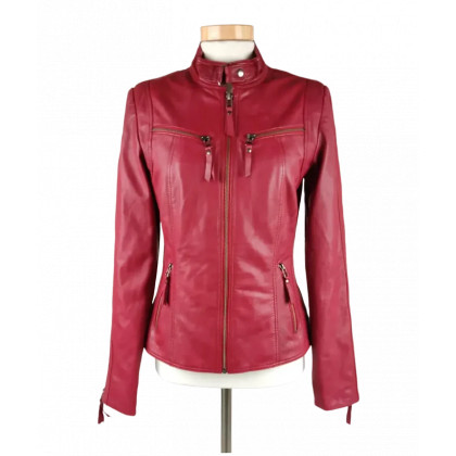 BTFCPH Damen Lederjacke, weinrot - Gr. S