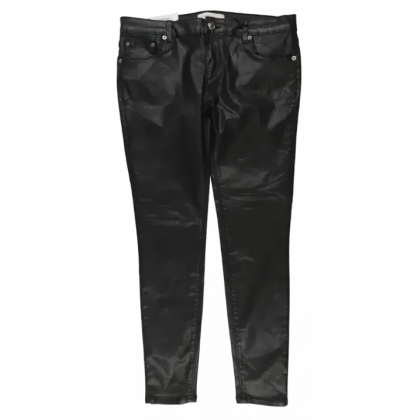 Zara Damen Hose schwarz coated - Gr. EUR 38