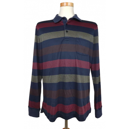 Authentic Style Herren Langarm Polo-Shirt, mehrfarbig - Gr. L 