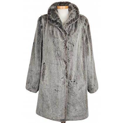 Brigitta Webpelzmode Vintage Damenmantel, grau - Gr. XS
