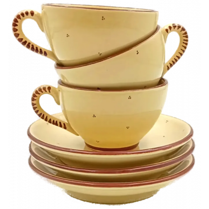 Gollhammer Keramik creme/braun - Kaffeetassen mit Untertassen Set 6-teilig