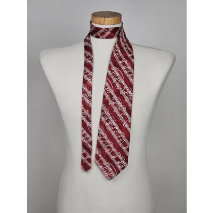 Elegante handgefertigte Gold City Seidenkrawatte "Musica" mit Noten-Motiv, dunkelrot