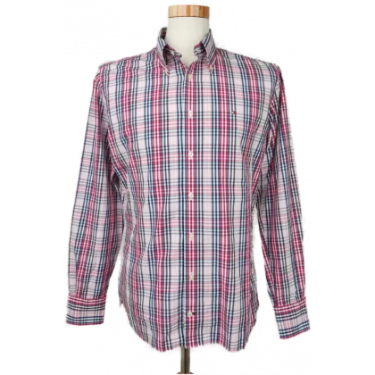 Tommy Hilfiger Herren Hemd, blau/rot - Gr. M