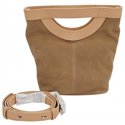 Max V. Koenig Damen Lederhandtasche, beige/hellbraun - H&ouml;he ca. 22 cm