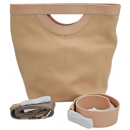 Max V. Koenig Damen Lederhandtasche, creme - H&ouml;he ca. 29 cm 