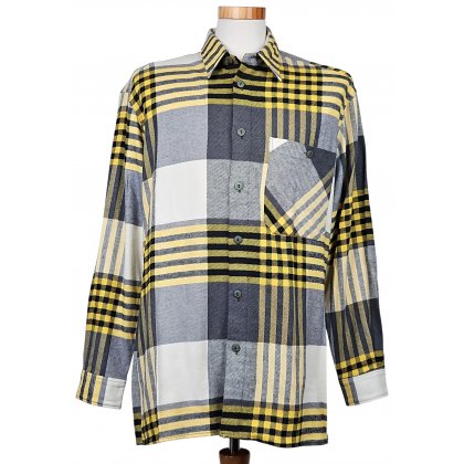 LUIGI Vintage Herren Hemd, gelb/grau - Gr. L 