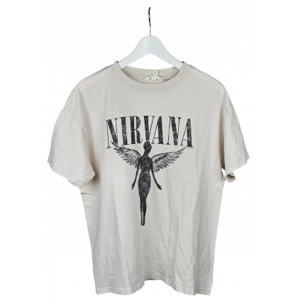 Nirvana H&M Herren Band T-Shirt, beige - Gr. S 