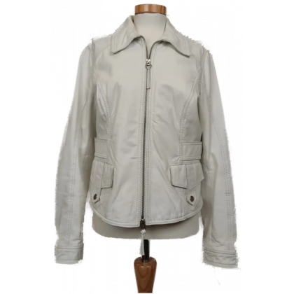 conbipel Damen Lederjacke wei&szlig; Italienische Gr. 46 (deutsche Gr. 40)