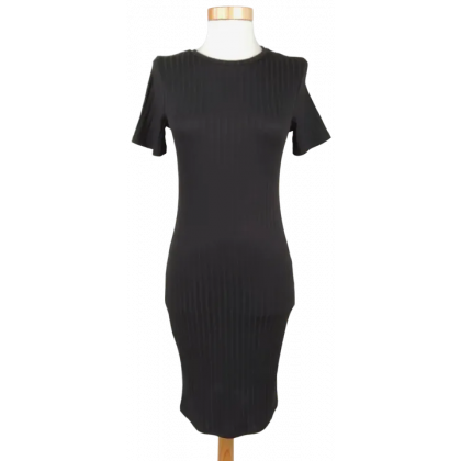 Primark Damen Kleid gerippt, schwarz - Gr. XS