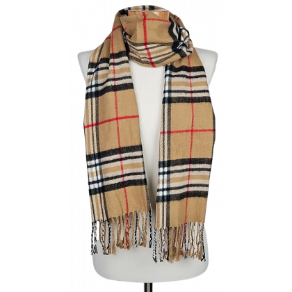 Schal - beige/kariert