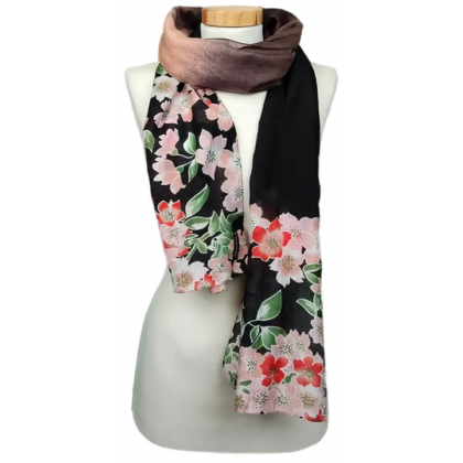 Armani Jeans Damen Tuch schwarz/rosa gebl&uuml;mt 