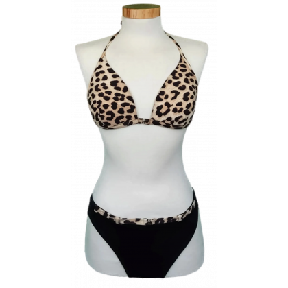 Showclip Damenbikini schwarz/Leoprint Gr. M (OVP)