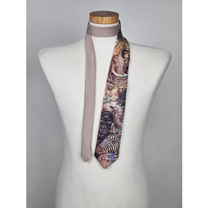 Vintage Ralph Marlin Krawatte "Serengeti" 1991, Wildlife Safari 90er Kult