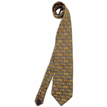 Dior Herren Vintage Krawatte grau/gelb gemustert