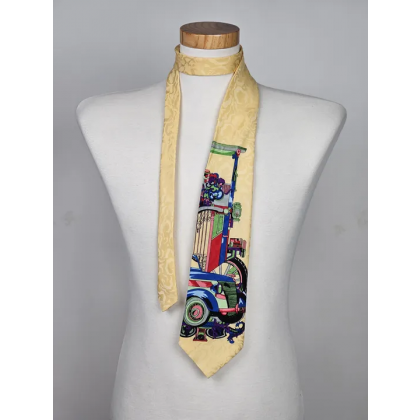 Seidenkrawatte Oldtimer-Klassik-Auto, gelb
