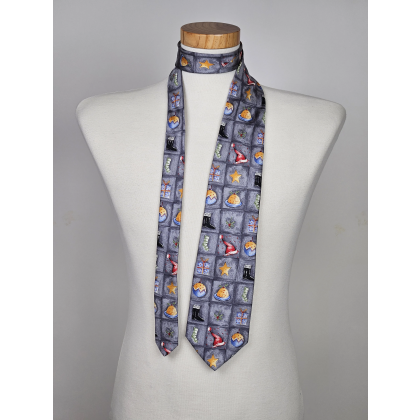 Edle Vintage Tie Rack Seidenkrawatte mit Weihnachts-Motiven Windsor Collection, Grau - Made in Italy
