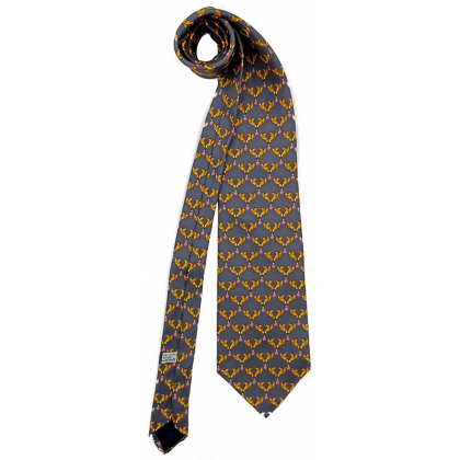 Dior Herren Vintage Krawatte grau mit Vogelmotiv