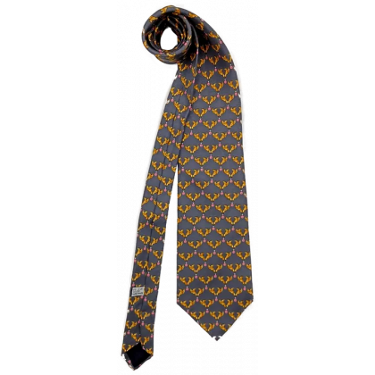 Dior Herren Vintage Krawatte grau mit Vogelmotiv