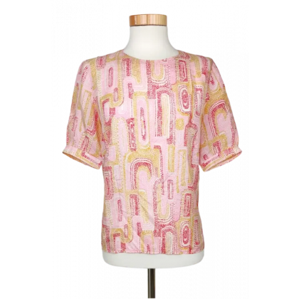 Vintage Damen Bluse, gelb/rot - Gr. S 