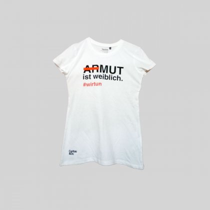 T-Shirt &bdquo;Armut ist weiblich&ldquo; gegen Frauenarmut